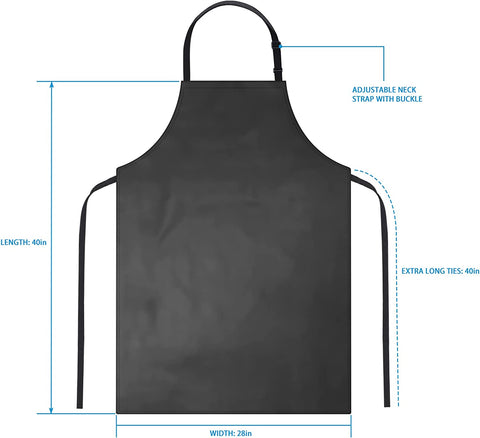 Image of 2 Pack Waterproof Rubber Vinyl Apron 40" Aprons for Men Heavy Duty Chemical Resistant Work Apron Extra Long Grilling Aprons with Adjustable Bib Apron for Dishwashing Lab Butcher Cooking Kitchen Black