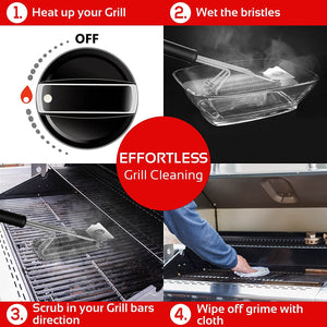 KP Grill Brush for Outdoor Grill – 3 in 1 BBQ Brush for Grill Cleaning & Grill Scraper W/Smart Grip Handle- Effortless Grill Cleaner Brush Grill Accessories +Bonus Metal Hanger & 3 Recipe Ebooks
