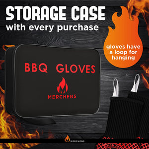 Pro-Series BBQ Gloves - Heat Resistant Grill, Grilling, and Oven Gloves for Culinary Experts - Extreme Fireproof Protection, Silicone Grip, Extra Long Mitts - Indoor & Outdoor - with Protective Case
