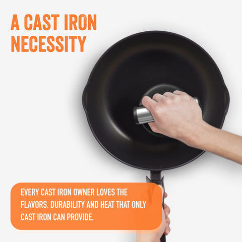 Image of ™ Cast Iron Skillet Cleaner the Cast Iron Scrubber and Grill Brush - Perfect for Cleaning Cast Iron Cookware - Grills and Griddles - Built with Welded Stainless Steel Rings