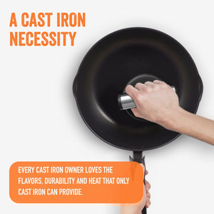 ™ Cast Iron Skillet Cleaner the Cast Iron Scrubber and Grill Brush - Perfect for Cleaning Cast Iron Cookware - Grills and Griddles - Built with Welded Stainless Steel Rings
