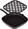 Grill Pan - 2-Part Cast Iron Grill Pan with Removable Grill Grate - Square Pans for Grilling, Searing, BBQ, and More - Oven-Safe up to 450° - Ready Criss Cross Lines - Also Use as Griddle