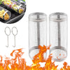 Rolling Grilling Basket , BBQ Grill Basket 2 PACK, Stainless Steel Grill Mesh Barbeque Grill Accessories, Portable Grill Baskets for Outdoor Grill for Shrimp, Meat, Vegetables, Fries, Fish (Small Round),Gifts for Men