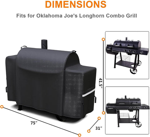 Image of Grill Cover for Oklahoma Joe'S Longhorn Combo Grill, Anti-Fade Waterproof BBQ Cover for Oklahoma Joe'S Charcoal/Lp Gas/Smoker Combo, Fabric Handle for Easy Put on and Take Off, 600D Polyester
