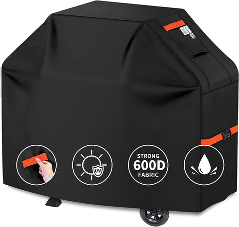 Image of CUSSIOU Grill Cover BBQ Grill Cover 600D Heavy Duty Waterproof Gas Grill Cover, Barbecue Grill Covers for Weber, Brinkmann, Char Broil Grills Cover (59" L X 24" W X 46" H, Black)