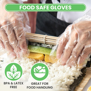 1200Pcs Plastic Gloves | BPA & Latex Free | Perfect Food Handling Gloves | Food Safe Disposable Gloves for Cooking | Bulk Food Safe Gloves | One Size Great Fit