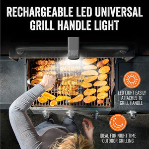 ™ Bright BBQ LED Grill Handle Light, Patent Pending Rechargeable LED Light Fits Most Outdoor Grills, Water + Heat Resistant, Perfect BBQ Grill Gift, BBQ Gift, Perfect for Blackstone & Weber