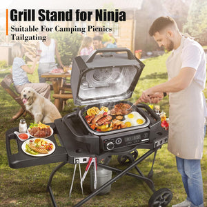 Grill Stand for Ninja Woodfire Grill,Grill Cart,Collapsible Outdoor Grill Stand Fit for Ninja Woodfire Outdoor Grill(Ninja Og701),Traeger Ranger,Pit Boss 10697,10724,22" Blackstone Griddle