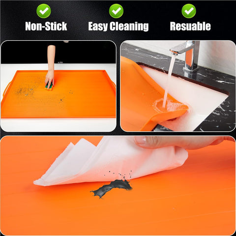 Image of WADEO 36" Silicone Griddle Mat for Blackstone, Blackstone Griddle Accessories, Heavy Duty Food Grade Silicone Grill Mat, All Season BBQ Grill Mat for Blackstone Protector Outdoor (36 Inch - Orange)