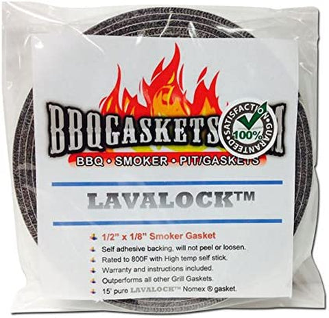 Image of 1/2" X 1/8" Lavalock High Temp BBQ Gasket Smoker Seal for Nomex Door Lid, Self Stick Grey
