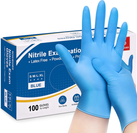 Image of Nitrile Exam Gloves, Blue, 4 Mil, Powder-Free, Latex-Free, for Medical Exam, Cleaning and Food Prep, Non-Sterile