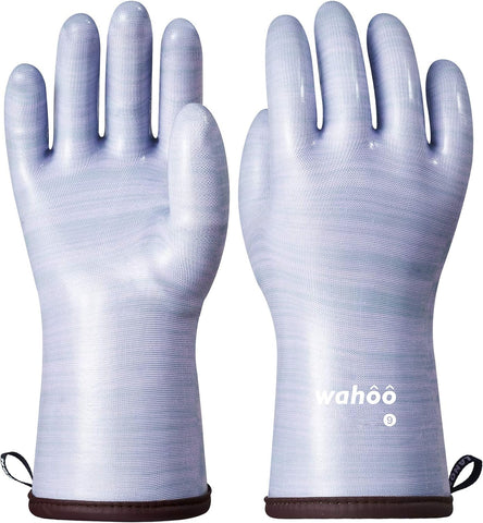 Image of Wahoo Liquid Silicone Smoker Oven Gloves, Food-Contact Grade, Heat Resistant Gloves for Cooking, Grilling, Baking, Purple, L/9