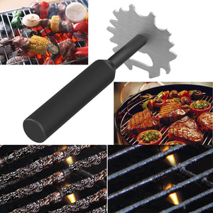 Grill Scraper Stainless Steel Barbecue Grill Grate Cleaner Unique Handle Design  Cleaning Tools Safer than Wire Brush Works with Most Grill Grates (Black)