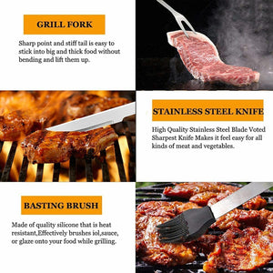 Grill Utensils Set,Bbq Grilling Accessories, Grill Set Gifts for Men Grill Tools, Barbeque with Apron, Stainless Steel Grill Kit Set Gifts for Men or Dad,Outdoor Camping Best Gifts (Style 2)