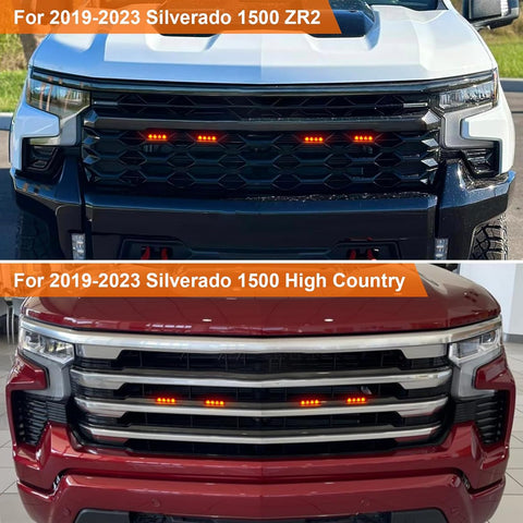 Image of LED Grill Lights for 2019-2023 Chevrolet Silverado Grille Raptor Lights for 2022 Chevy Silverado Accessories Front Grille Trims