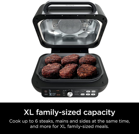 Image of IG651 Foodi Smart XL Pro 7-In-1 Indoor Grill/Griddle Combo, Use Opened or Closed, Air Fry, Dehydrate & More, Pro Power Grate, Flat Top, Crisper, Smart Thermometer, Black