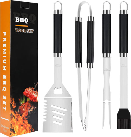 Image of BBQ Tools Grill Tools Set, Stainless Grill Kit Grilling Set - Heavy Duty Premium BBQ Accessories with Portable Bag, with Spatula, Fork, Brush & BBQ Tongs- Perfect Grill Gifts for Men