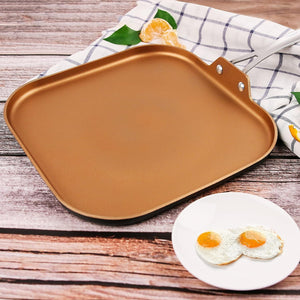 11 Inch Copper Grill Pan Non-Stick Square Griddle Pan with Stainless Steel Handle Dishwasher Safe Oven Safe Suitable for Gas Cooke