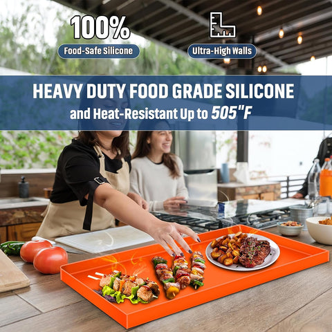 Image of 36 Inch Silicone Griddle Pad for Blackstone 36 Inch Griddle, Heavy Duty 100% Food Grade Silicone Griddle Cover Protects Your Griddle Year round from Dust, Leaves, Rodents and Rust (Orange)