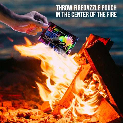 Image of Fire Dazzle Fire Color Changing Packets - Fire Color Packets for Fire Pit, Campfires, Outdoor Fireplaces - 12 Pack Color Fire Packets, Camping Accessories for Kids and Adults