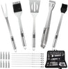 BBQ Accessories Kit - 20Pcs Stainless BBQ Grill Tools Set for Smoker Camping Barbecue Grilling Tools BBQ Utensil Set Outdoor Cooking Tool Set with Canvas Bag Gift for Thanksgiving Day, Christmas