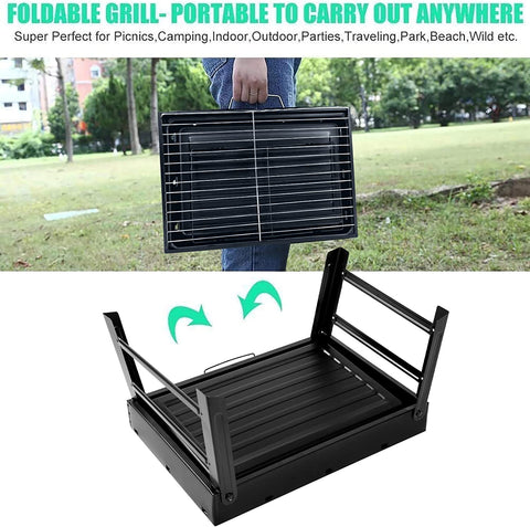 Image of Barbecue Grill, Charcoal Grill Folding Portable Lightweight Barbecue Grill Tools for Outdoor Grilling Cooking Camping Hiking Picnics Tailgating Backpacking Party (Medium)