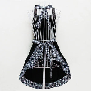 Cute Retro Lovely Vintage Ladies Kitchen Flirty Vintage Aprons for Women Girls with Pockets for Mothers Day Gift (Black)