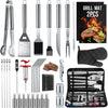 34PCS BBQ Grill Tools Set Stainless Steel Grilling Accessories with Spatula, Tongs, Skewers for Barbecue, Camping, Kitchen, Complete Premium Grill Utensils Set in Storage Bag, Silver, (BTS-34)