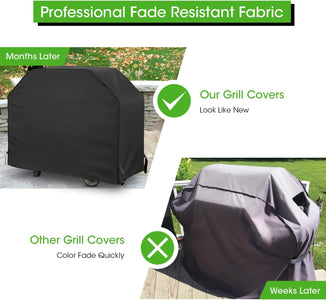 Mightify Grill Cover 60-Inch, Heavy Duty Waterproof Gas Grill Cover, Outdoor Fade Resistant BBQ Grill Cover, All Weather Protection Barbecue Cover for Weber, Char Broil, Nexgrill Grills, Etc, Black