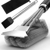 Grill Brush with Extra Strong Long Handle BBQ Cleaner Accessories - Safe Wire BBQ Brush, Triple Barbecue Scrubber Cleaning Brush for Gas/Charcoal Grilling Grates