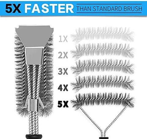 Image of 18-Inch Grill Brush Set (1 X Bristle Free Brush, 1 X Scraper Brush), BBQ Brush for Grill Cleaning, Outdoor Grill Cleaning Tools, Stainless Steel, 2 PCS