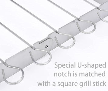 Skewer Rack Set for Grill,12Pcs 12Inch Stainless Steel Square Barbecue Skewers Shish Kabob and Foldable Grill BBQ Racks Set,Durable and Reusable for Party and Cookout (Barbecue Skewers Rack Set 12P+1)