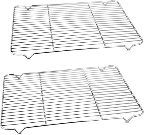 Image of Baking Rack Cooking Rack Set of 2-16.6''X11.6'', P&P CHEF Stainless Steel Wire Cooling Drying Roasting Rack, Fits Half Sheet Cookie Pans, Commercial Quality, Oven & Dishwasher Safe