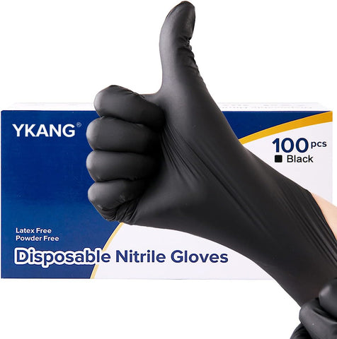 Image of Black Disposable Nitrile Gloves,Latex Free Disposable Gloves 100 Pcs,Food Safe Food Prep Cooking Gloves