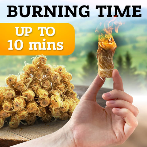 Image of Fire Starter - Natural Pine Fire Starters for Fireplace, Campfires, Grill, Wood & Pellet Stove, Chimney, Fire Pit, BBQ, Smoker - 60 Pack W/10 Min Burning Time - All Weather & Odorless Firestarter