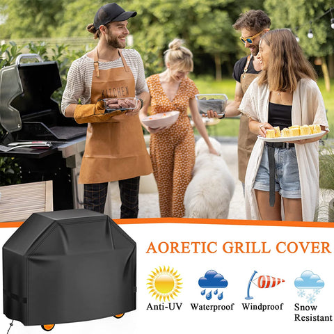 Image of Aoretic Grill Cover, 58Inch BBQ Gas Grill Cover, Waterproof,Anti-Uv Material with Hook-And-Loop and Adjustable Rope for Weber Char-Broil Monument, Brinkmann Dyna-Glo Nexgrill Megamaster MASTERCOOK
