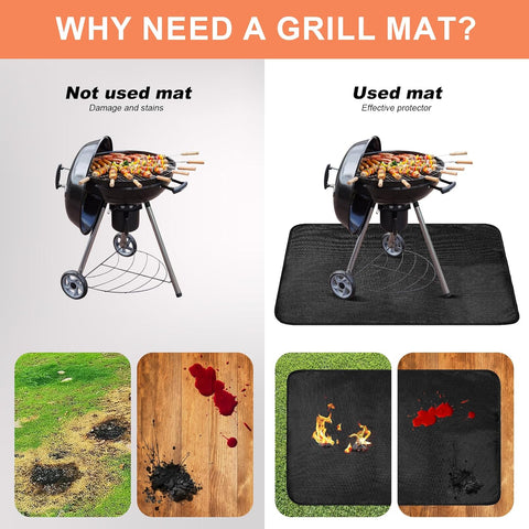 Image of Azadx under Grill Mat for Outdoor Grill 36 X 48 Inch Grill Mat to Protect Deck Double-Sided Fireproof Grill Pad for Fire Pit BBQ Mat for under BBQ Easy to Clean Oil-Proof Waterproof Fire Pit Mat