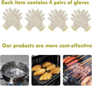 4 Pairs Oven Gloves with Fingers,Heat Resistant Gloves for Cooking,Grill Gloves,Bbq Gloves,Heat Resistant Gloves for Sublimation for Men/Women