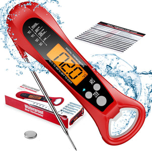 Instant Read Meat Thermometer for Cooking, Fast & Precise Digital Food Thermometer with Backlight, Magnet, Calibration, Foldable Probe, Waterproof Grill Thermometer for Deep Fry, BBQ, Roast Turkey