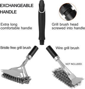 2-Pack Grill Brush and Scraper, Safe BBQ Grill Cleaner Brush, 18" Stainless Steel Wire Bristle Free with Exchangeable Handle for All Grates, Gifts for Men Dad