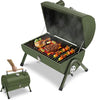 Portable Charcoal Grill, Small BBQ Smoker Grill, Tabletop Barbecue Charcoal Grill for Outdoor Camping Garden Backyard Cooking Picnic Traveling (Green)