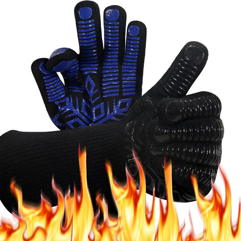 Image of BBQ Oven Glove - Grilling Gloves Heat and Flame Protection Resistant 1472℉ Silicone Non - Extended Wrist for Additional Safety - Ideal for Outdoor Cooking, Grilling, Barbeque - Women/Men Dad for Gifts