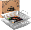 Grill Basket with Handle, Grilling Baskets for Outdoor Grilling, Grilling Basket Stainless Steel, Vegetable Grill Basket, Grilling Accessories for Veggies, Shrimps and Seafood, Set of 2