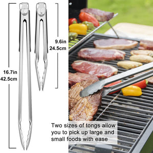 BBQ Accessories Grill Tools Set, 6PC BBQ Tools Set with Spatula, Basting-Brush, Tongs, Fork&Bag - Premium Stainless Steel Grill Accessories - Ideal Grilling Gifts for Men - Heavy Duty Grill Set