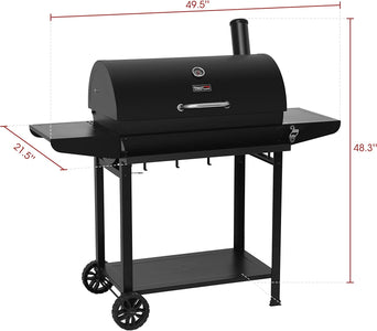 CC1830T 30-Inch Barrel Charcoal Grill with Front Storage Basket, Outdoor Backyard BBQ Party Cooking Grill with 627 Sq. In. Cooking Area, Black