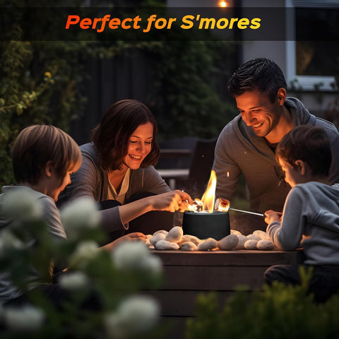 Image of Tabletop Fire Pit, round Concrete Smokeless Smores Fire Pit Table Top as Smores Maker Kit, Dual Burner Cups Rubbing Alcohol Table Top Firepit for Indoor & Patio