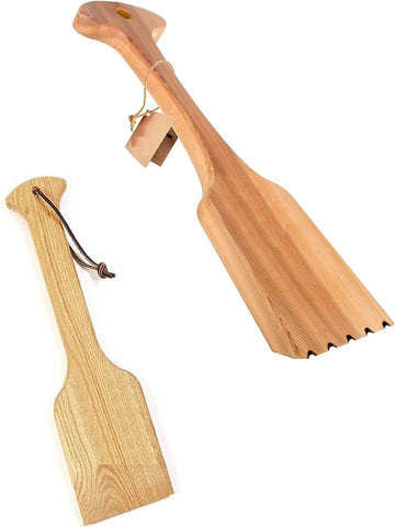 Image of Wooden BBQ Grill Brush Scraper- Wood Grill Scraper, Natural Wood