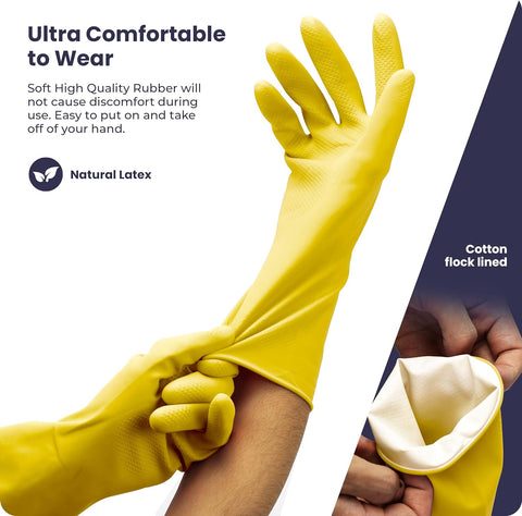 Image of Cleaning Gloves Rubber Gloves for Washing Dishes Non-Slip Dishwashing Gloves Waterproof Reusable Latex Dish Gloves