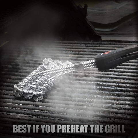 Image of Safe/Clean Grill Brush - Bristle Free BBQ Grill Brush - 100% Rust Resistant Stainless Steel Barbecue Cleaner - Safe for Porcelain, Ceramic, Steel, Cast Iron - Great Grilling Accessories Gift