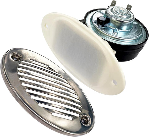 Image of Boat Horns 5190512 12V Marine Horn with 316 Stainless Steel Grill 125DB Strong Loud Sound